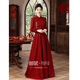 Seidler New Chinese Toast Wear Bridal 2026 New Burgundy Wedding Dress Skirt Women Summer Engagement Banquet Cheongsam Wedding Dress Burgundy L (recommended 106-115 Jin Jin equals 0.5 kg)