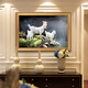 
Emperor Flag Pure hand-painted oil painting goat decorative painting Sanyang Kaitai hanging painting living room entrance hanging painting wall painting mural customization 692 gold solid wood frame 100X70