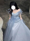 Weixuan High School Student Adult Dress Female Graduation Party Blue Ceremony Student Host Fairy Light Luxurious Niche Princess Dress Blue S One Size