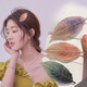 Yanxiang Korean style broken hair clip, fresh girly embroidered leaf bangs clip BB clip, elegant gradient broken hair clip, side clip, leaf style hair clip, 3-piece set