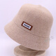 Tin Manchen Hat Women's Autumn and Winter New Fisherman Hat Wool Blended Warm and Coldproof Small Leather Label Casual Knitted Fishman Hat Khaki One Size