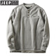 JEEP SPIRIT new waffle plus velvet thickened warm autumn and winter men's large size Henry collar long-sleeved sweatshirt pullover men's dark gray M recommended 90-110Jin Jin equals 0.5 kg