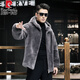 Pierre Cardin 100% Genuine Wool Sheep Shear Coat Men's Fur One-piece Lamb Fur Coat Hooded Men's Thick Winter Jacket Dark Gray L 100 to 125 Jin Jin equals 0.5 kg Wear