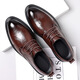Woodpecker leather shoes men's new business formal cowhide casual spring and autumn breathable men's British Korean style pointed toe groom's wedding shoes four seasons brown (one size smaller) 42