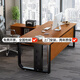 Elorine boss desk office desk simple modern manager executive desk single supervisor president office furniture table and chair combination golden oak desktop + elegant black shelf 140*60 table thickened 25 + side cabinet with lock