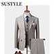 SUSTYLE high-end luxury men's suit men's suit business casual suit slim groom wedding dress three-piece suit beige XL
