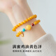 Beeswax bracelet for women, natural yellow amber double-circle multi-circle bracelet stacked with southern red turquoise, double-circle natural chicken fat yellow beeswax 16-17cm hand circumference
