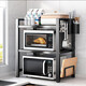 Thickened countertop kitchen microwave storage rack retractable multi-layer rice cooker oven household storage artifact bold #black three-layer retractable package