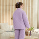 Fenton Couple Pajamas Autumn and Winter Zippered Long Sleeves Anti-static Imitation Sheep Velvet Quilted Warm Home Wear Pajamas Lavender Purple-Women's L