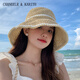 Chaneelr / Karith Sun Protection Hut Frauen 2025 Neues gestrickter Strohhut Sommer dünner Fischer Hat Geburtstag Nische Geschenk für Freundin Frau Brown Farbe Verstellbar
