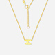 Saturday Blessing Yellow 18K gold necklace female letter pendant clavicle chain color gold fashion jewelry for girls 40+5cm tail chain
