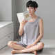 浪莎莫代尔睡衣男背心秋季薄款青年大码休闲家居服可外穿2件短裤套装 12023 L 建议95-120斤