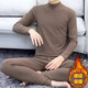 Changdeng Thermal Underwear Set Mid-collar Autumn and Winter Men's Seamless Half-Tall Collar Constant Temperature Inner Bottoming Shirt Autumn Clothes and Autumn Pants Men's Black XL