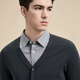 EMZ Ordos worsted wool autumn and winter new sweater delicate and skin-friendly casual V-neck knitted jacket