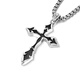 IDEAGEMER925 silver cross necklace men's personality retro niche simple versatile handsome boy pendant clavicle chain trend cross pendant + titanium steel chain 60CM supports engraving