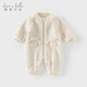DAVE&BELLA full-month baby jumpsuit, infant warm crawl suit, milk velvet children's clothes, winter clothing, new baby girl's pajamas, off-white, ready stock 80cm (recommended height 73-80cm)