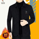 Woodpecker (TUCANO) velvet thickened woolen jacket for men 2023 spring, autumn and winter new style lapel casual jacket woolen top trendy black XL recommended 110-125Jin Jin equals 0.5 kg