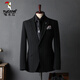 Woodpecker (TUCANO) Striped Suit Men's Full Groom's Suit British Style Groomsmen's Clothes Business Formal Wedding Suit Men's Black (suit + trousers) 50/L (112-125Jin Jin equals 0.5kg)