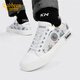 Carbin men's shoes genuine summer new breathable casual board shoes men's fashionable low-top canvas shoes men's printed shoes men's trendy shoes white 40 [=sports shoes size 41]