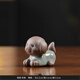Bamboo celadon cute puppy tea pet ornaments tea set accessories creative ceramic handmade zodiac cute dog tea table decoration can be raised Xiaowangcai-Ge Kiln
