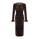 BORDIFENASI Cocktail Dress 25 Autumn New Women's French Diamond Round Neck Slim Fit Hip Sequin Dress 582 Brown S