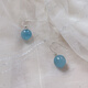 Ji Ge natural aquamarine earrings S925 sterling silver antique round bead hook blue crystal earrings original design light luxury new Chinese style