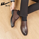 Pull back men's shoes leather shoes men's texture business casual shoes soft sole black derby shoes 2155 brown 42