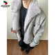 Western Camel (VANCAMEL) high-end American retro fur collar mountain carving knitted jacket men's winter velvet warm cotton cleanfit jacket gray upgraded model 2XL (suitable) 145-160Jin Jin is equal to 0.5 kg