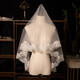 Veil main wedding dress super fairy style photo studio shooting props double layer white simple bridal wedding lace headdress white lace lace veil single layer about 1.4 meters 1 piece