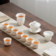 Gold inlaid jade mutton fat jade porcelain tea set white porcelain complete set ceramic Kung Fu tea set men's gift housewarming wedding moving gift Yunhai painted gold mutton fat jade porcelain tea set