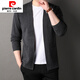 Pierre Cardin high-end wool sweater men's knitted cardigan spring and autumn new solid color fashion versatile casual black sweater jacket black XL 175/ (suitable for weight 140-160)