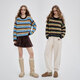 Fairy's Pocket Retro Striped Contrast Color Sweater Women's 2025 Autumn New Lazy Style Soft Waxy Wool Knitted Top Brown Stripe M