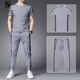 WEIBUFAN sports suit men's summer casual outdoor sportswear short-sleeved ice silk quick-drying T-shirt men's running wear fitness clothes 9805 medium gray XL (130-145Jin Jin equals 0.5 kg)