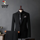 Woodpecker (TUCANO) Striped Suit Men's Full Groom's Suit British Style Groomsmen's Clothes Business Formal Wedding Suit Men's Black (suit + trousers) 50/L (112-125Jin Jin equals 0.5kg)