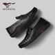 SEPTWOLVES first-layer cowhide bean shoes men's shoes men's autumn business casual leather shoes men's slip-on loafers black 42