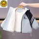 G.duck boys' autumn and winter velvet jacket 2025 new handsome baby winter cotton coat children's thickened parka cotton coat trend navy blue 100 CM