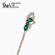 She s Qianzi Rousseau holiday craft crystal emerald hairpin high-end new Chinese style hairpin ancient style birthday gift for women emerald D0