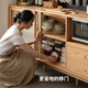 Genji Muyu solid wood sideboard integrated wall high cabinet tea cabinet multi-functional storage cabinet cupboard home wine cabinet solid wood color 1.5m solid wood cabinet + shelf + bull guide rail