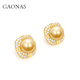 Gaonas Gao Nast 925 Silberimitation Perlenohrringe, falsch gefärbte Gold, edle 14mm goldene Perlenohrringe 11151ego