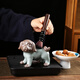 Bamboo celadon cute puppy tea pet ornaments tea set accessories creative ceramic handmade zodiac cute dog tea table decoration can be raised Xiaowangcai-Ge Kiln
