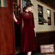 Fashionable Minglan Shijia New Chinese Cheongsam Dress for Mother-in-Law Wedding Dress for Mother-in-law Wedding Banquet Daily Wear High-end Wedding Dress Red 8 (Long Sleeve) L