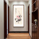 Wanyi Zhang Daqian Shishi Ruyi corridor aisle new Chinese style entrance decorative painting vertical landscape mural living room hanging painting everything goes well 83*163cm (cardboard framed, walnut color frame)