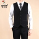 Woodpecker (TUCANO) Suit Men's Interview Slim Business Formal Casual Korean Style Blazer Groomsmen Grooms Wedding Evening Dress Black 03 Double Button Turn-Up Pocket Two-piece Set 3XL (Please note height and weight when ordering white shirt)