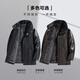 SHANSHAN Shanshan PU leather jacket for men 2025 winter warm casual windproof and waterproof men's easy-care fur collar long-sleeved jacket black XL /180