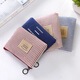Tuzun fabric coin purse storage bag student portable coin bag mini striped small square bag zipper canvas small wallet English blue