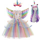 Xibai My Little Pony Clothes Girls Princess Dress Colorful Tiffany Dress Twilight Children's Halloween Costume Purple Dress + Wings + Headband + Wig 130cm