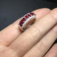 Baozha silver inlaid natural ruby ring stone size 3*4MM pigeon blood red ruby row ring live female ring