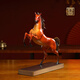 Rongfu Bronze Horse Ornament Living Room Office Lucky Horse Successful Zodiac Art Sculpture Moving to New Home Opening Gift Galloping Horse-Mingcha Brown Gift Box