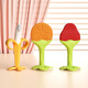 Tired baby soothing teether, molar stick, baby bite gum, anti-eating hand artifact, chewable silicone, can be boiled, fruit three-piece set, orange + strawberry + banana
