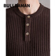 BULLDAMAN old money style Henry collar sweater for men 2025 autumn and winter mulberry silk wool sweater black XL